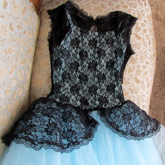 TUTU DRESS, XS-S, AQUA w BLACK LACE REVOLUTION DANCEWEAR BALLERINA, PERFORMANCE - Picture 7 of 8